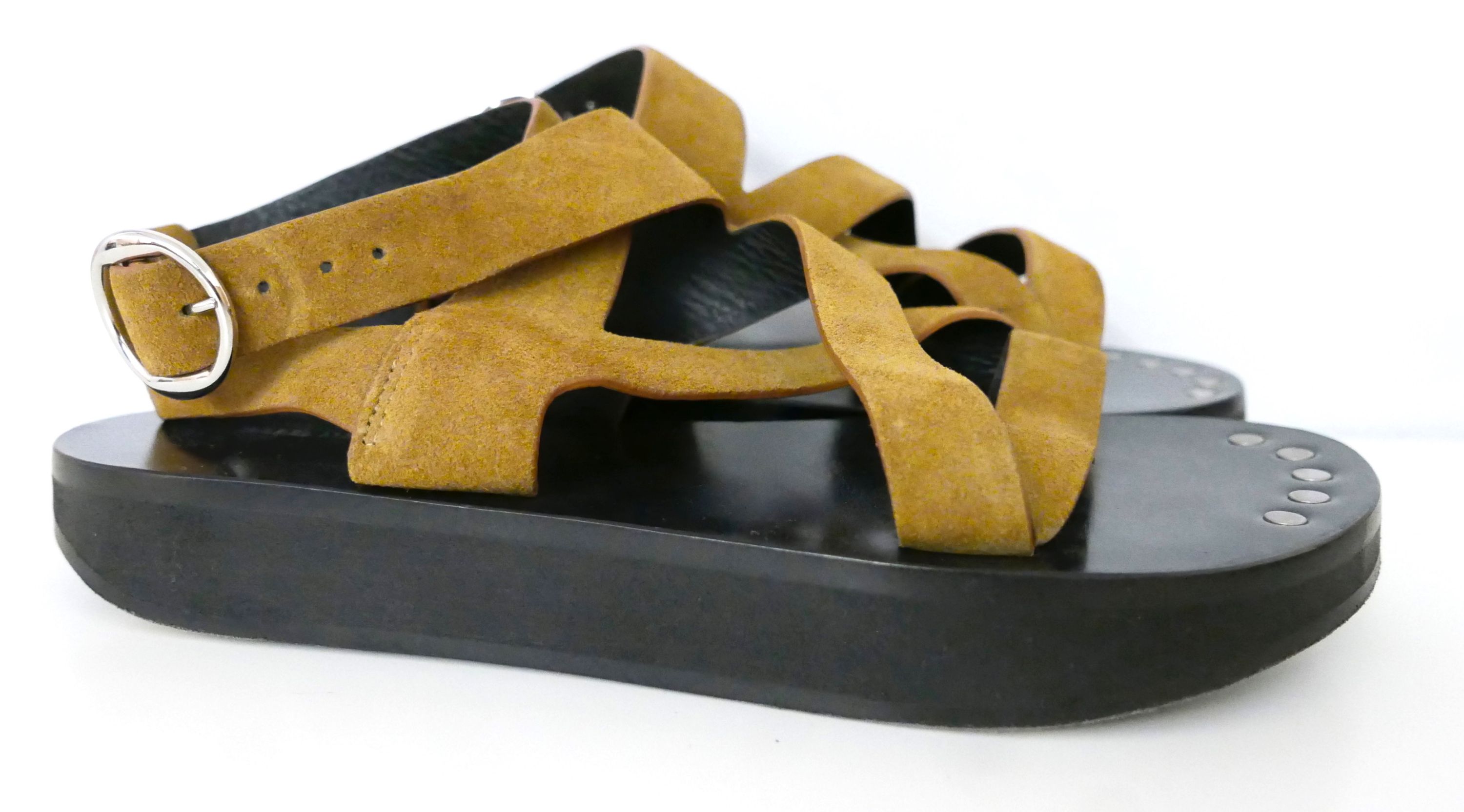 Preowned Isabel Marant Sand suede crossover sandals Size 37 Sand/Tan