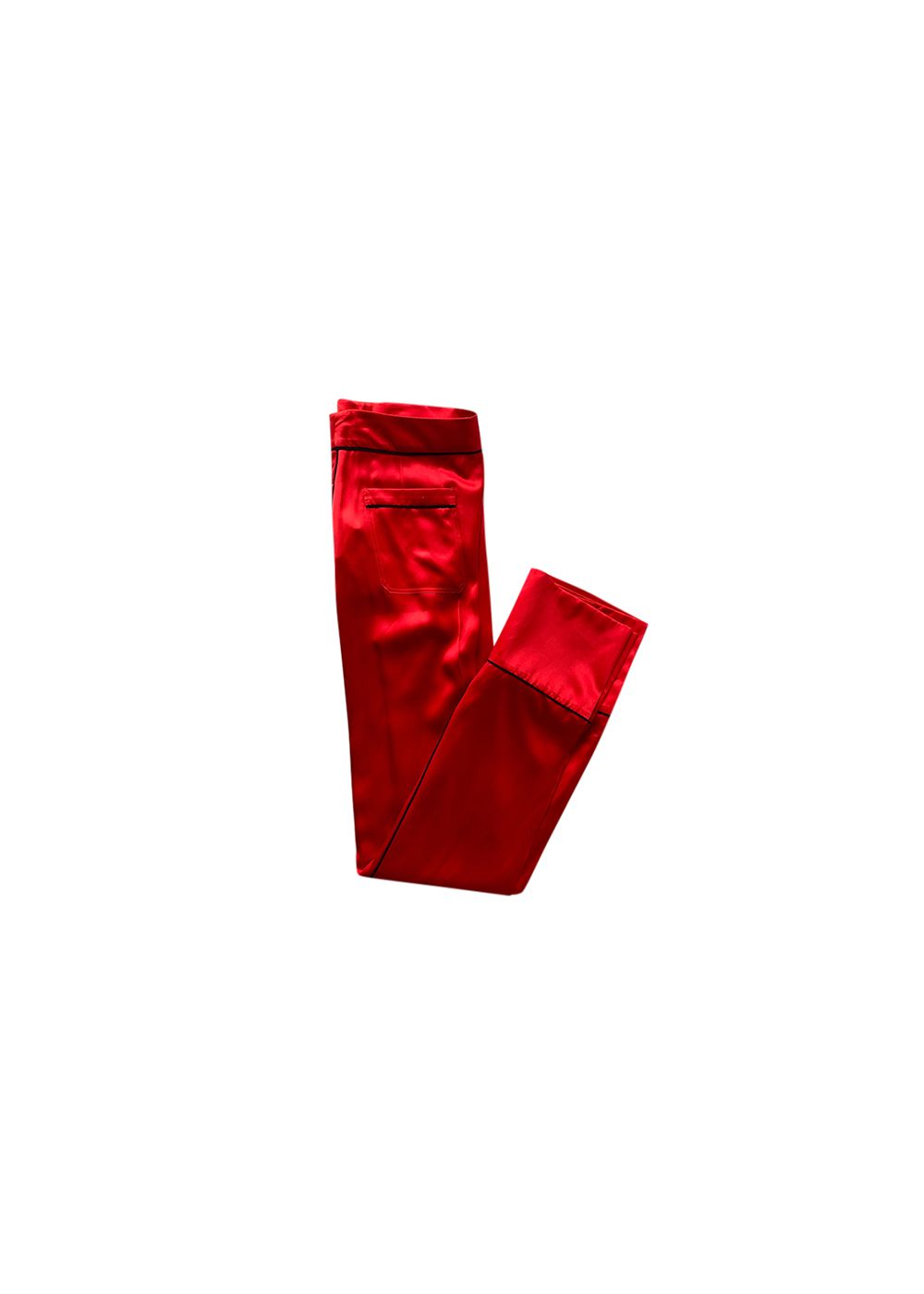 Alexander McQueen Red Silk Pants with Contrast Piping Size L red with black details