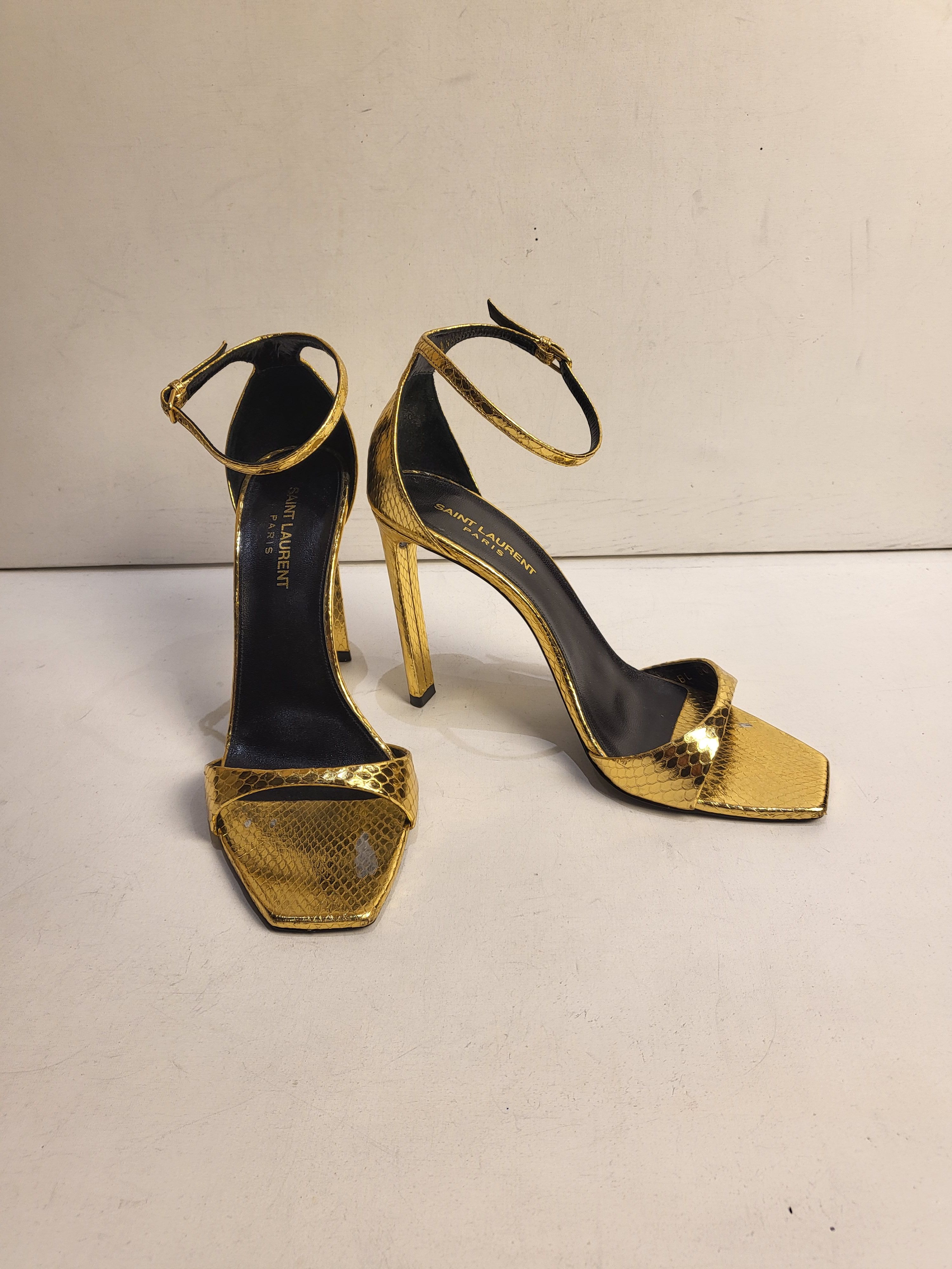 Saint Laurent Amber Gold 110mm Sandals Size 385