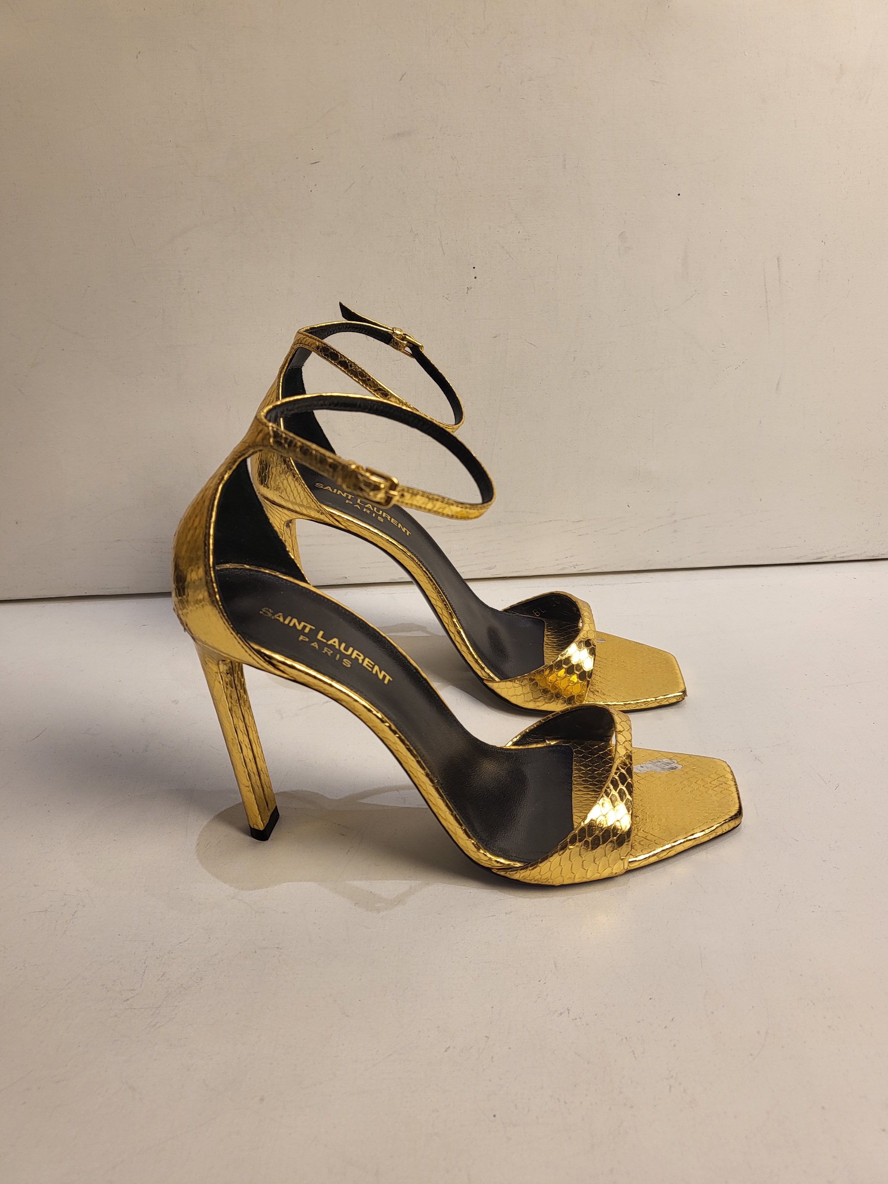 Saint Laurent Amber Gold 110mm Sandals Size 385