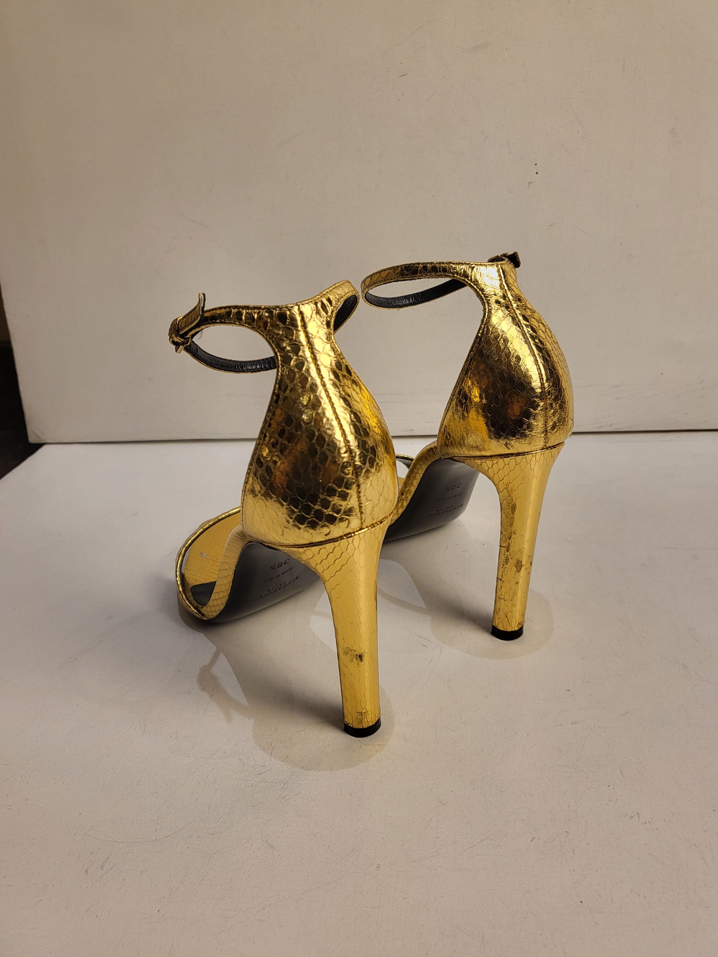 Saint Laurent Amber Gold 110mm Sandals Size 385