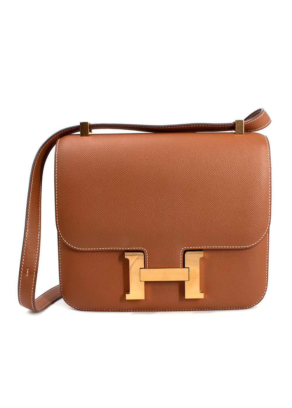 Preowned Hermes Constance 24 in Gold Epsom Leather with Gold Hardware tan