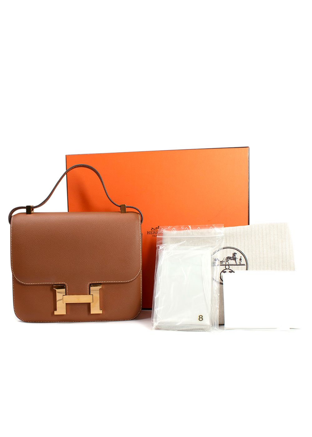 Preowned Hermes Constance 24 in Gold Epsom Leather with Gold Hardware tan