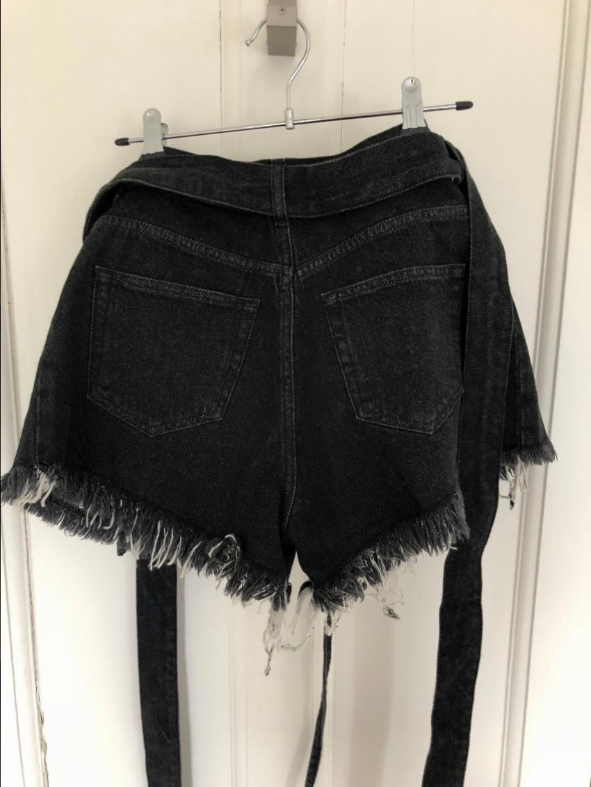 Marques'Almeida Raw Cut Cotton Denim Shorts Size XXS Black