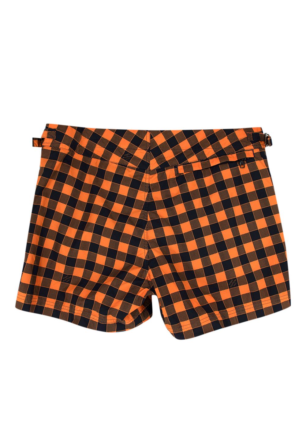 Men's Louis Vuitton Orange  Black Damier Swim Shorts Size M orange navy polyester