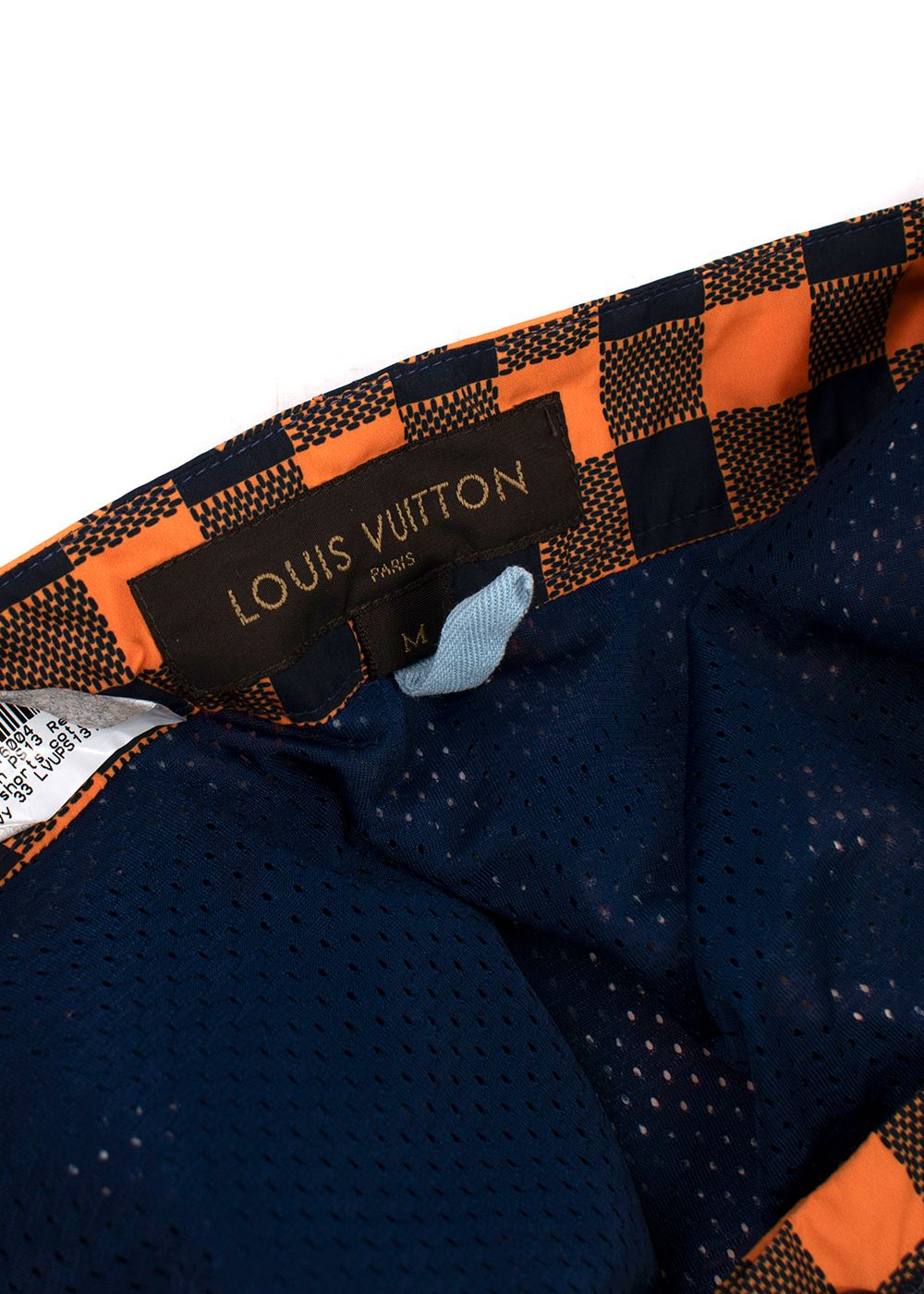 Men's Louis Vuitton Orange  Black Damier Swim Shorts Size M orange navy polyester