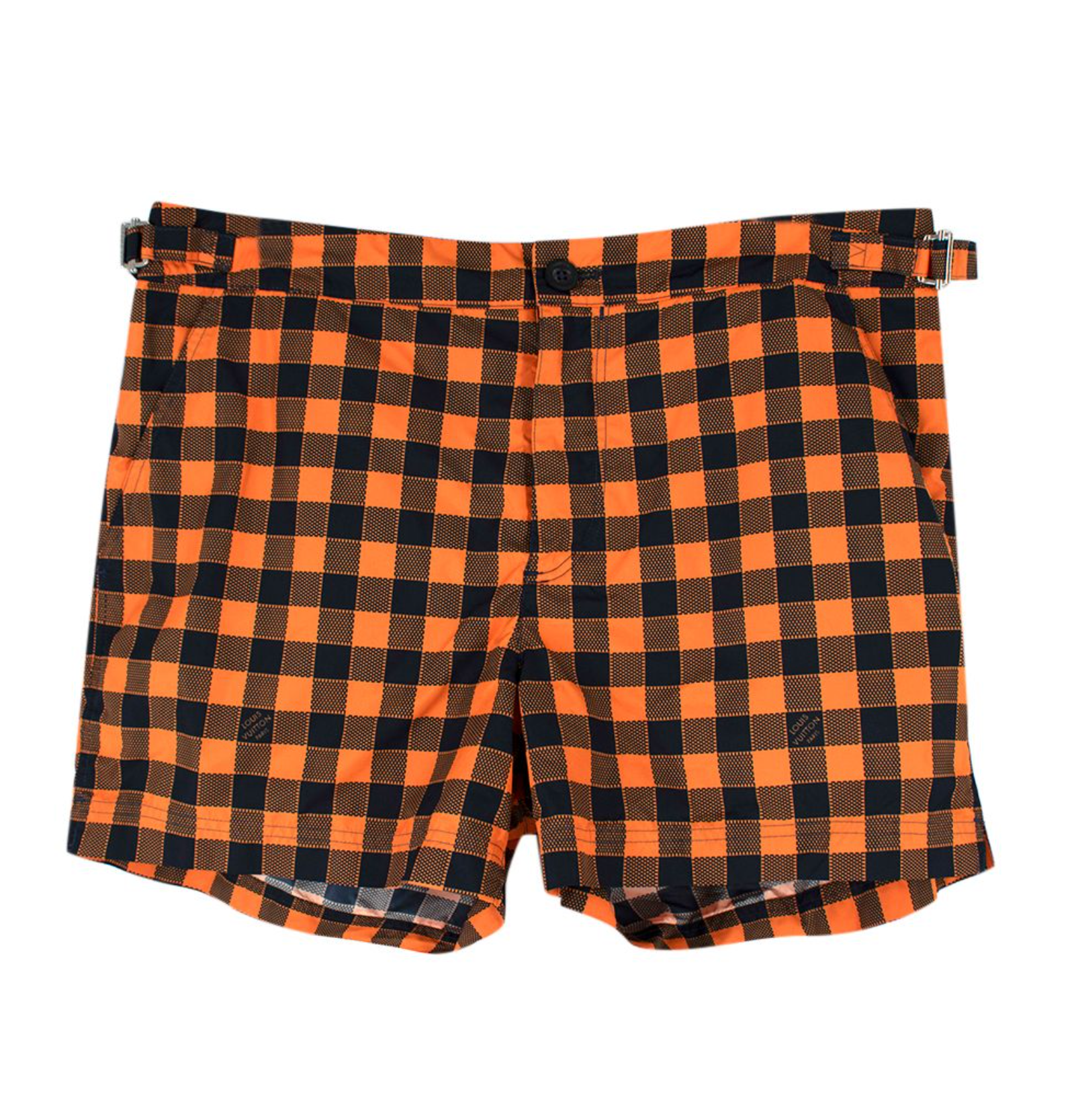 Men's Louis Vuitton Orange  Black Damier Swim Shorts Size M orange navy polyester