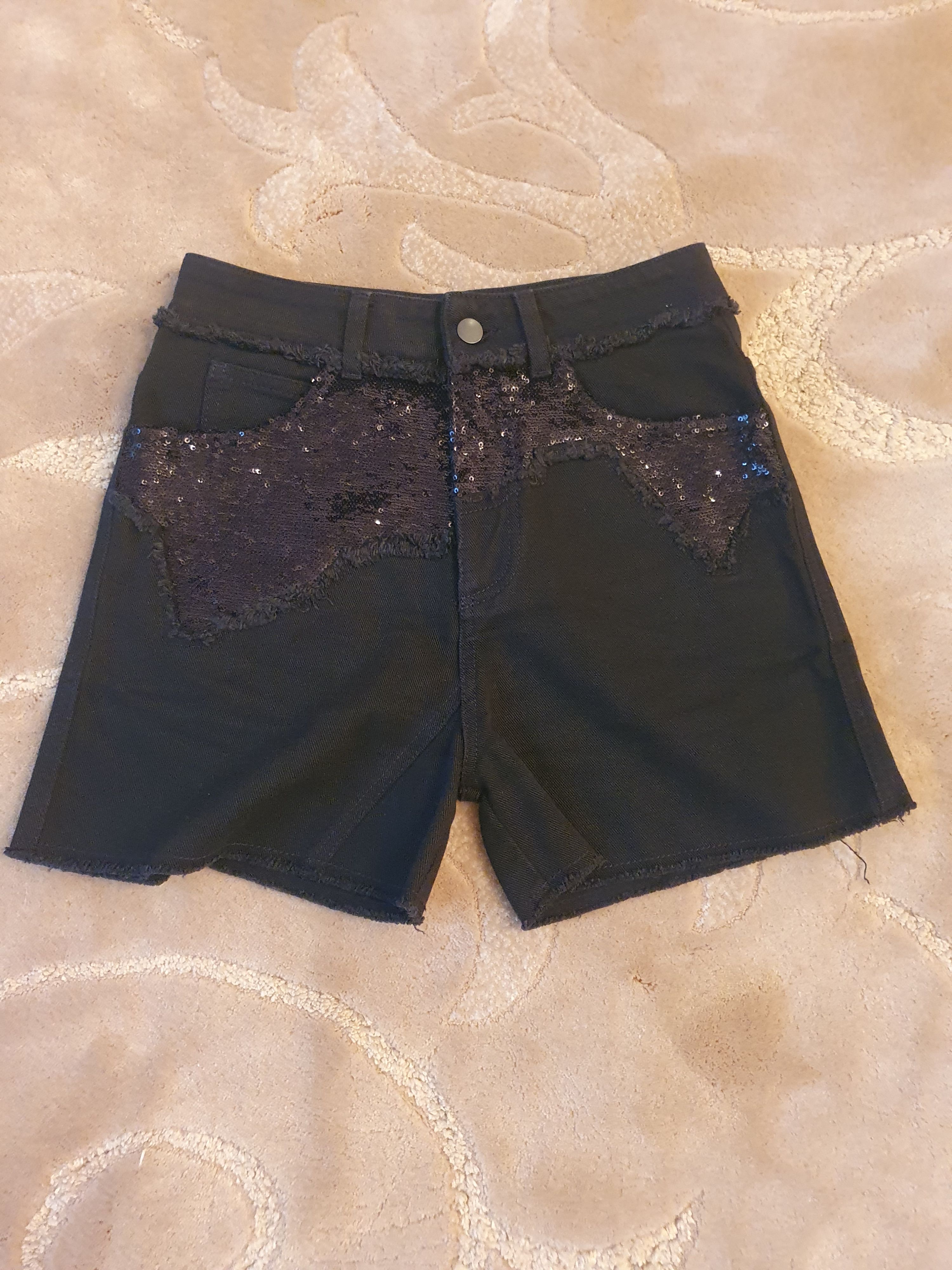 Preowned Philosophy di Lorenzo Serafini black sequin denim shorts Size S cotton