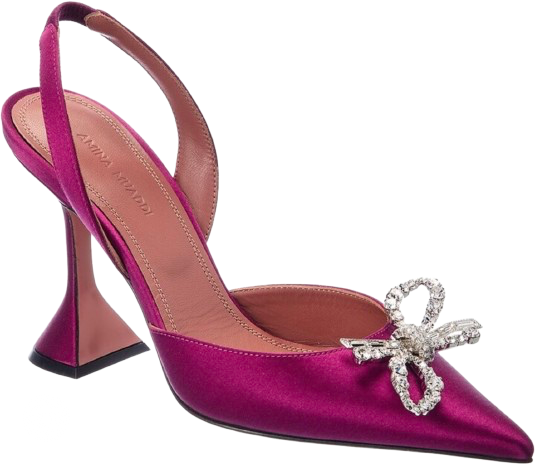 Preowned Amina Muaddi Magenta Satin Rosie Slingbacks Size 40