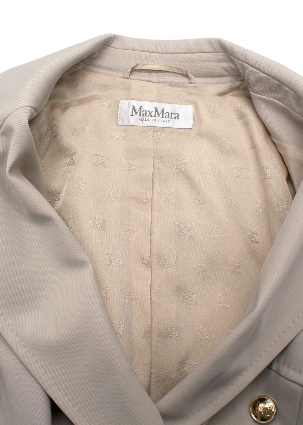 MaxMara Stone 'Reale' Double-Breasted Blazer Size L stone / beige wool/elastane