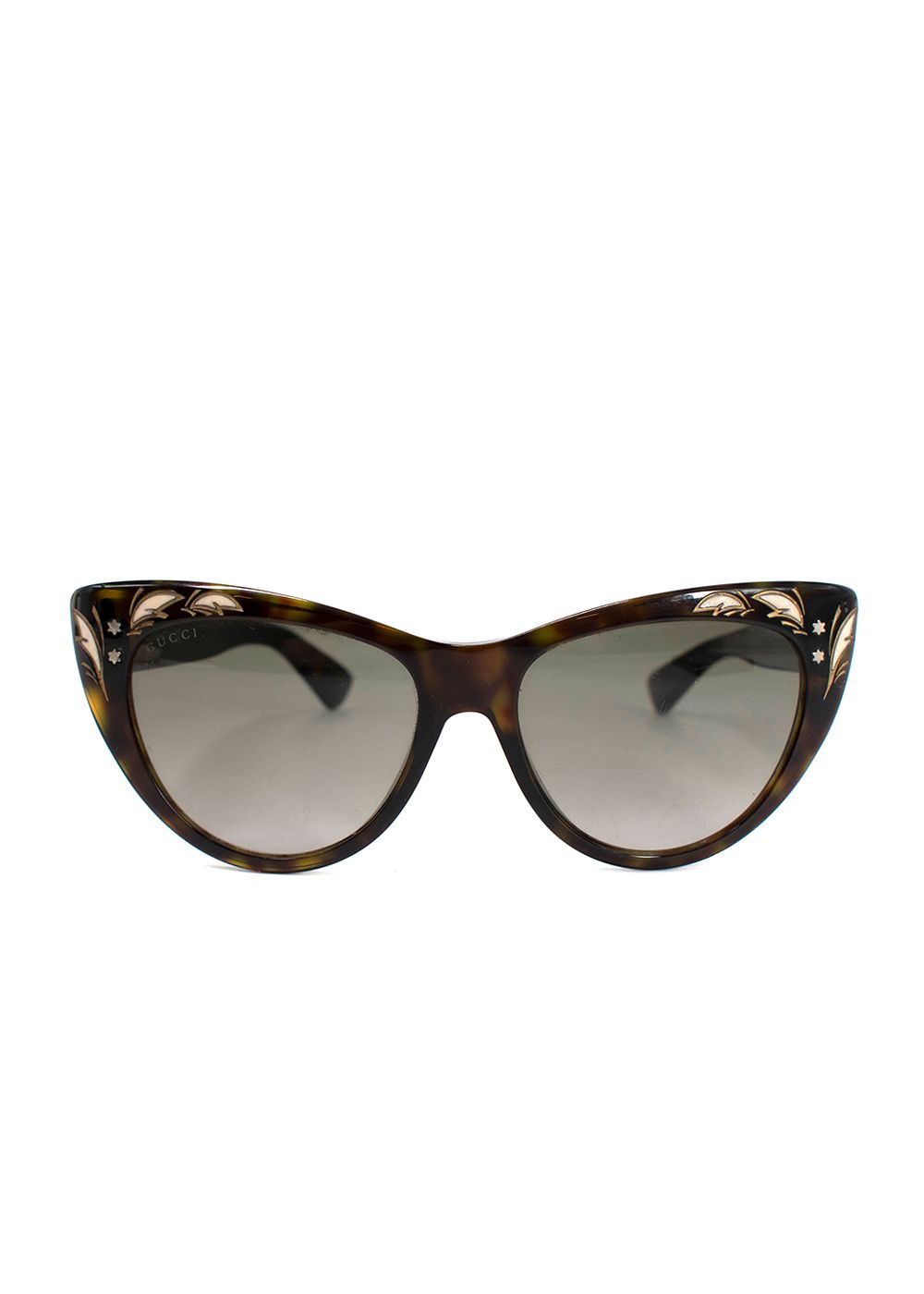 Preowned Gucci Brown Tortoiseshell Cat Eye Sunglasses Brown/White plastic