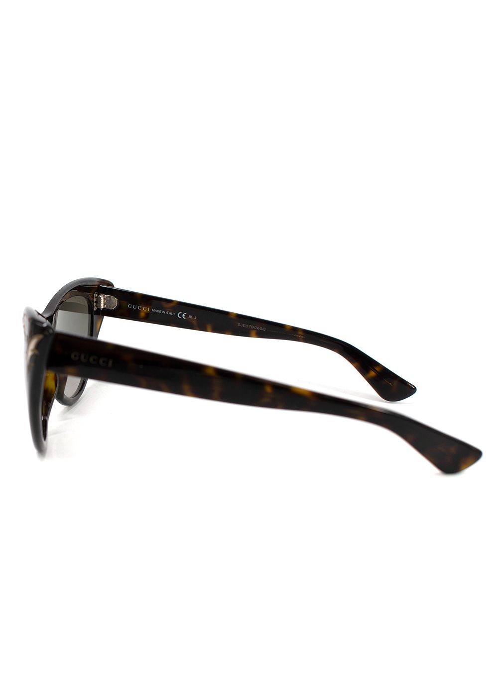 Preowned Gucci Brown Tortoiseshell Cat Eye Sunglasses Brown/White plastic