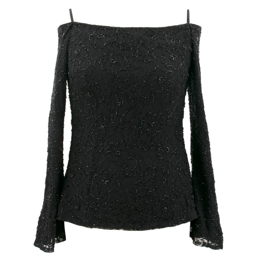 Basix Black Label Beaded Lace Top Size XXS