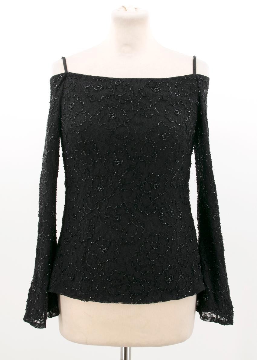 Basix Black Label Beaded Lace Top Size XXS