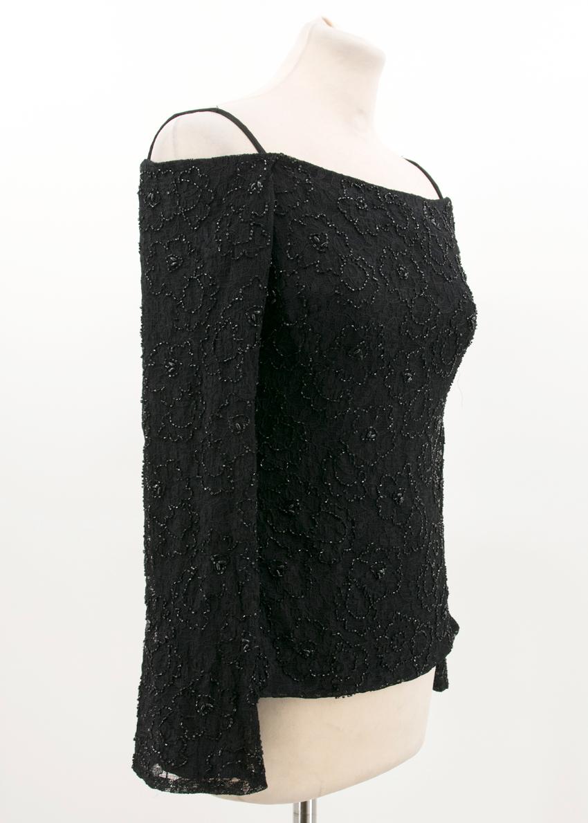 Basix Black Label Beaded Lace Top Size XXS