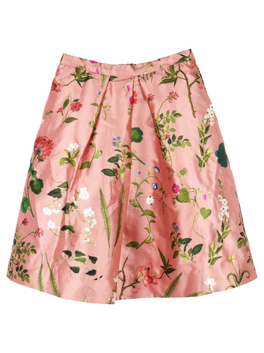 Boys Oscar de la Renta Kids 10Y Floral Print Silk Blend Skirt Size 10 Years + Gold cotton