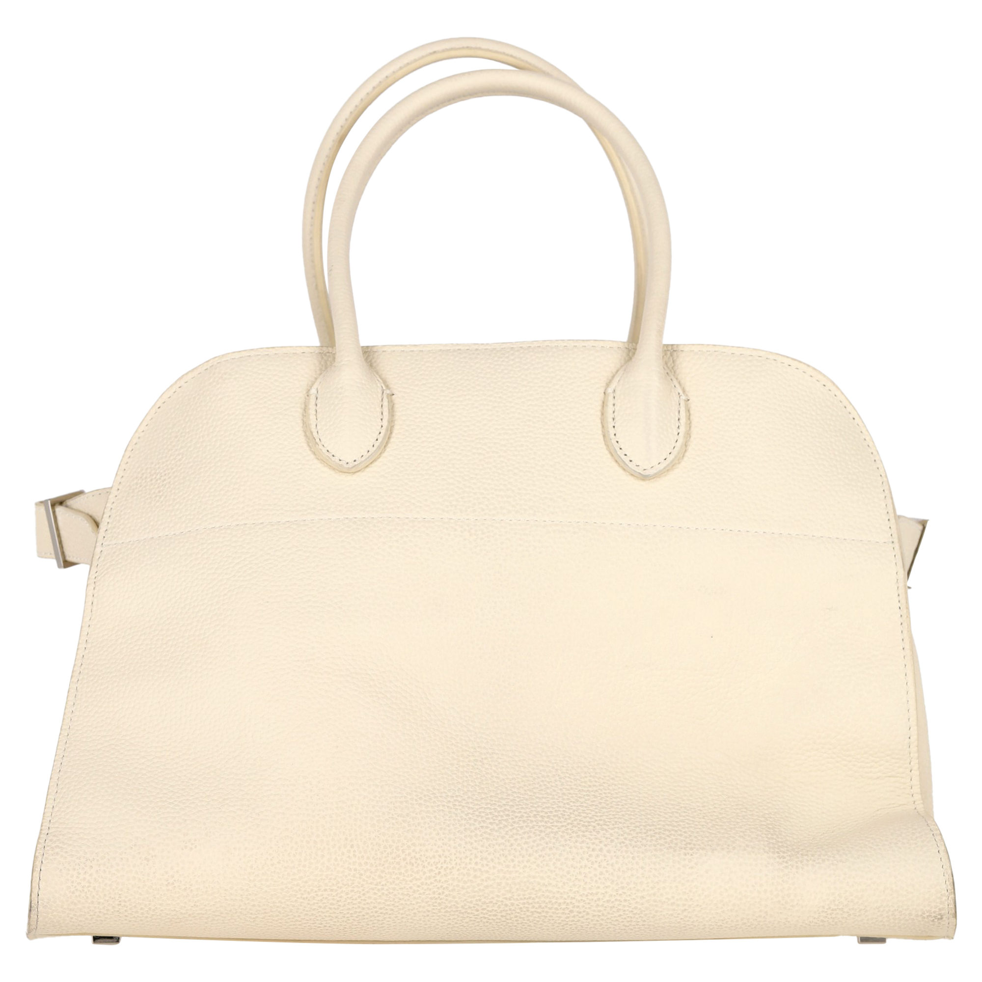 Preowned The Row Cream Margaux 15 Buckled Tote Bag white | ecru leather/sheep leather