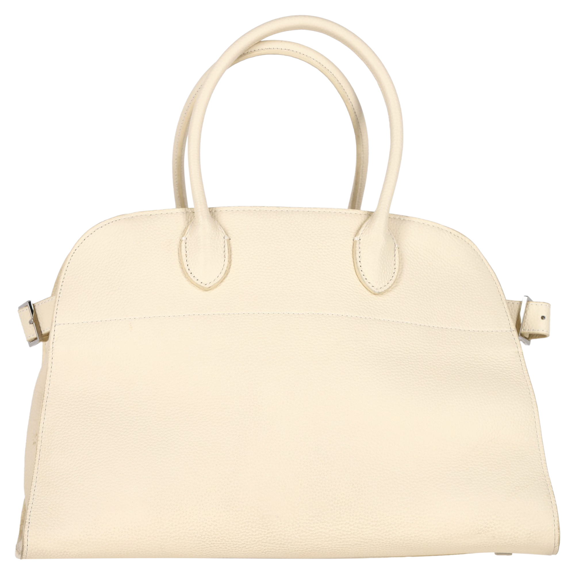 Preowned The Row Cream Margaux 15 Buckled Tote Bag white | ecru leather/sheep leather