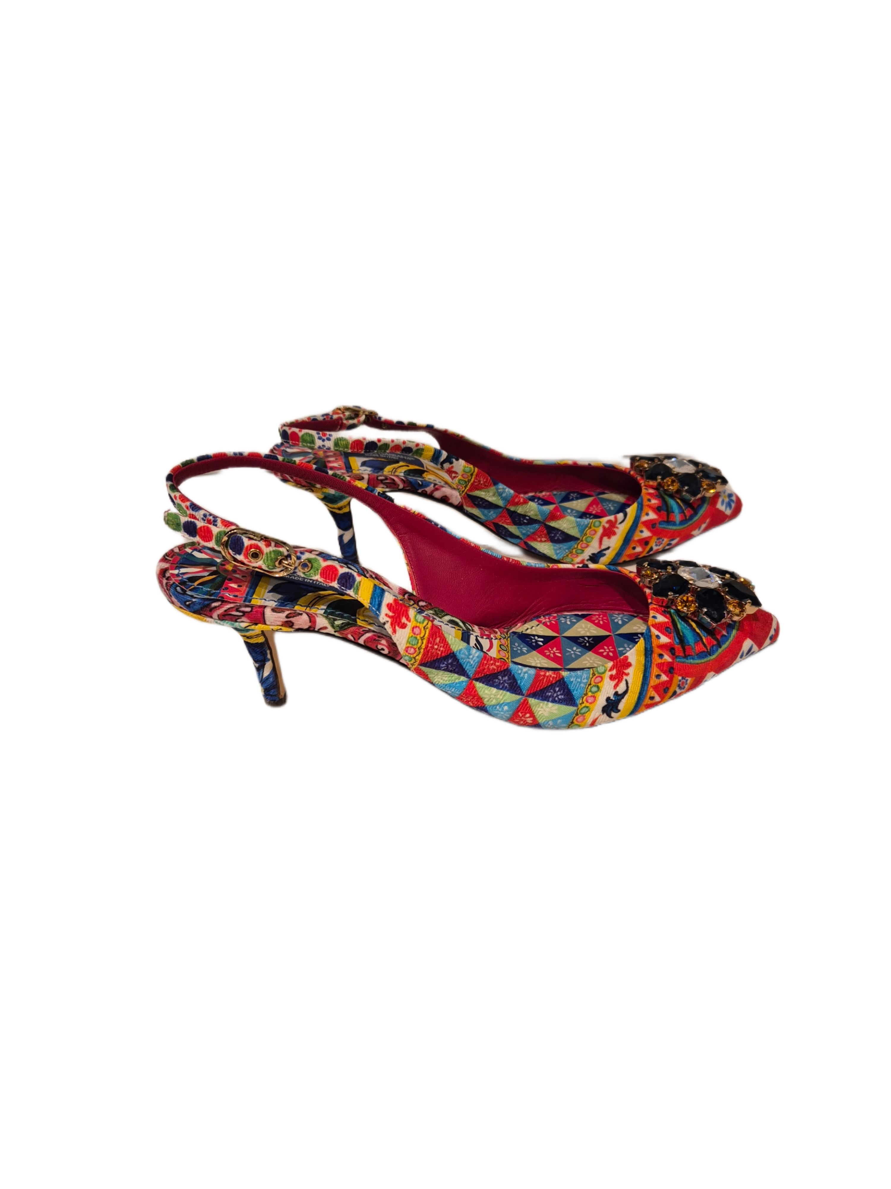 Preowned Dolce  Gabbana Multicoloured Bellucci Embellished Pumps Size 385 Multi cloth