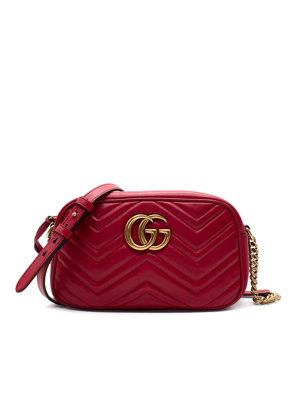 Gucci Red Small Leather Marmont Bag