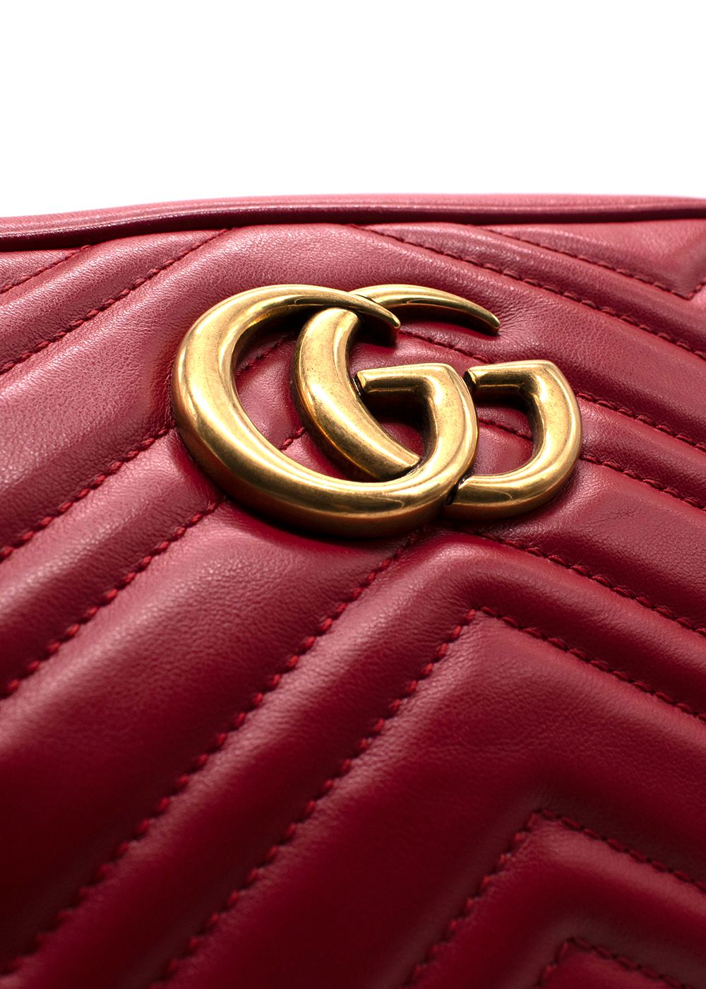 Gucci Red Small Leather Marmont Bag