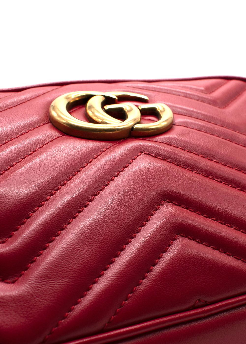 Gucci Red Small Leather Marmont Bag