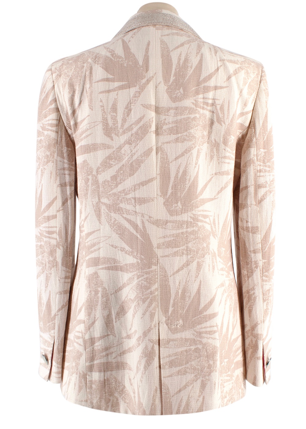 Giorgio Armani Beige Palm Print Gauze Blazer Size S