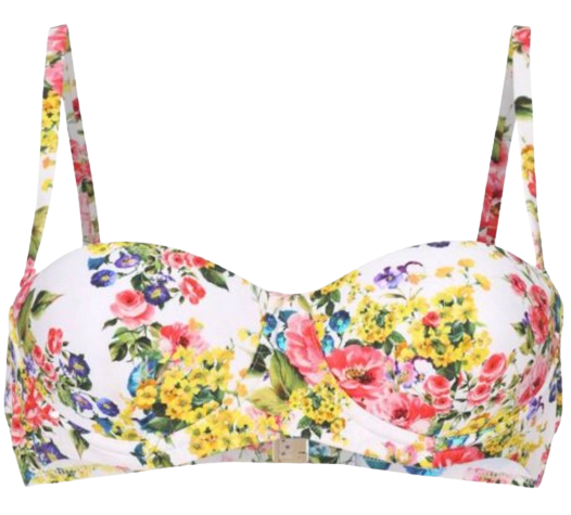 Dolce  Gabbana White Floral Bikini Top Size L Multicolor polyamide