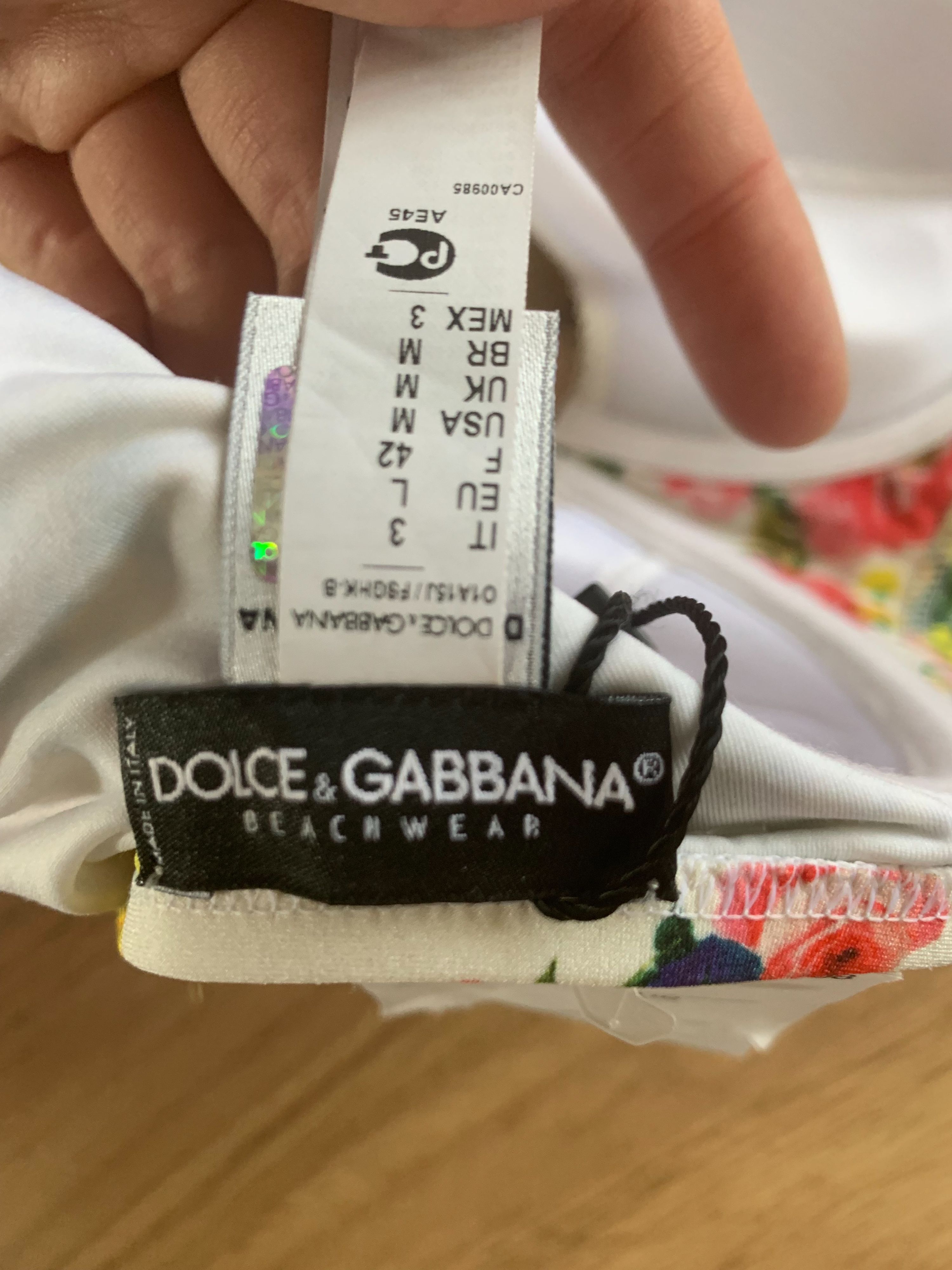 Dolce  Gabbana White Floral Bikini Top Size L Multicolor polyamide