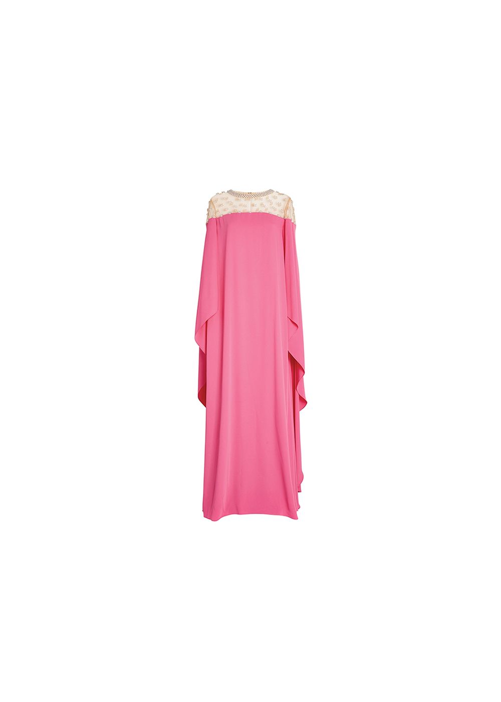 Carolina Herrera Peony Embellished Kaftan Gown Size S Pink silk