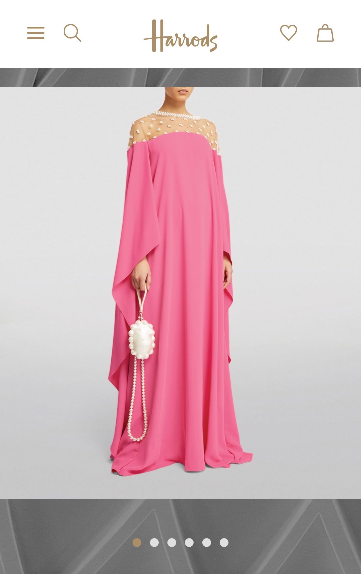 Carolina Herrera Peony Embellished Kaftan Gown Size S Pink silk