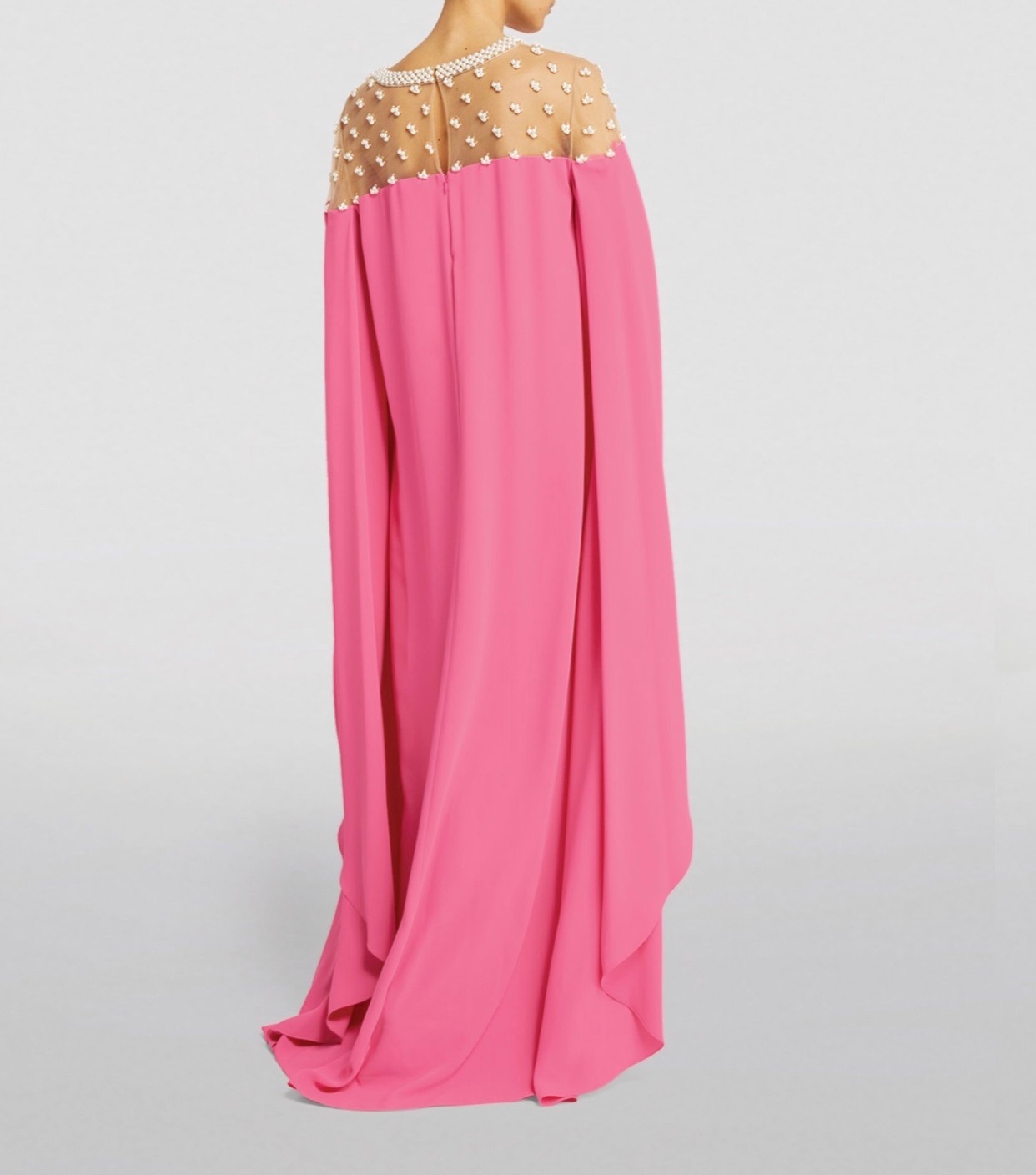 Carolina Herrera Peony Embellished Kaftan Gown Size S Pink silk