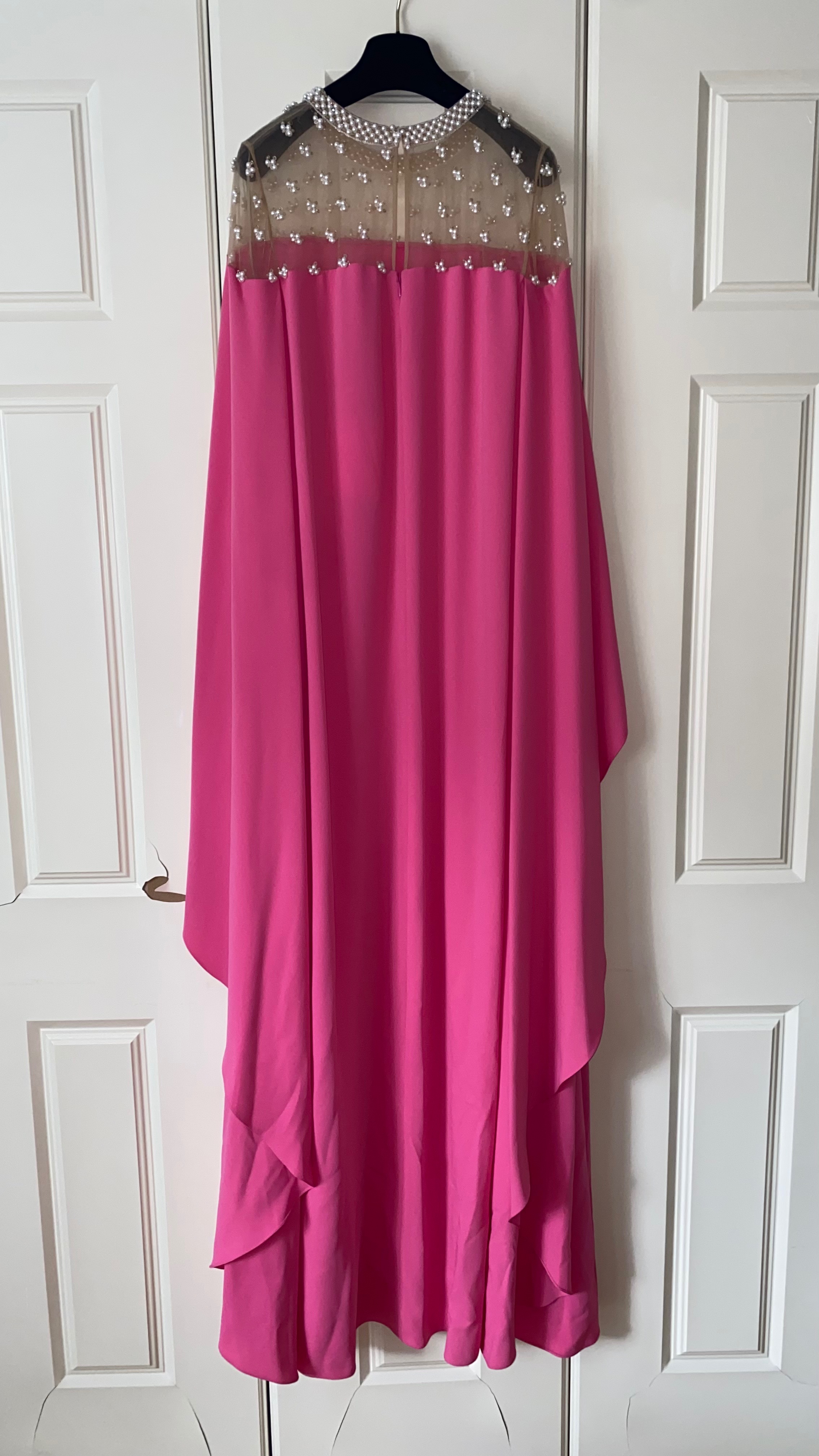 Carolina Herrera Peony Embellished Kaftan Gown Size S Pink silk