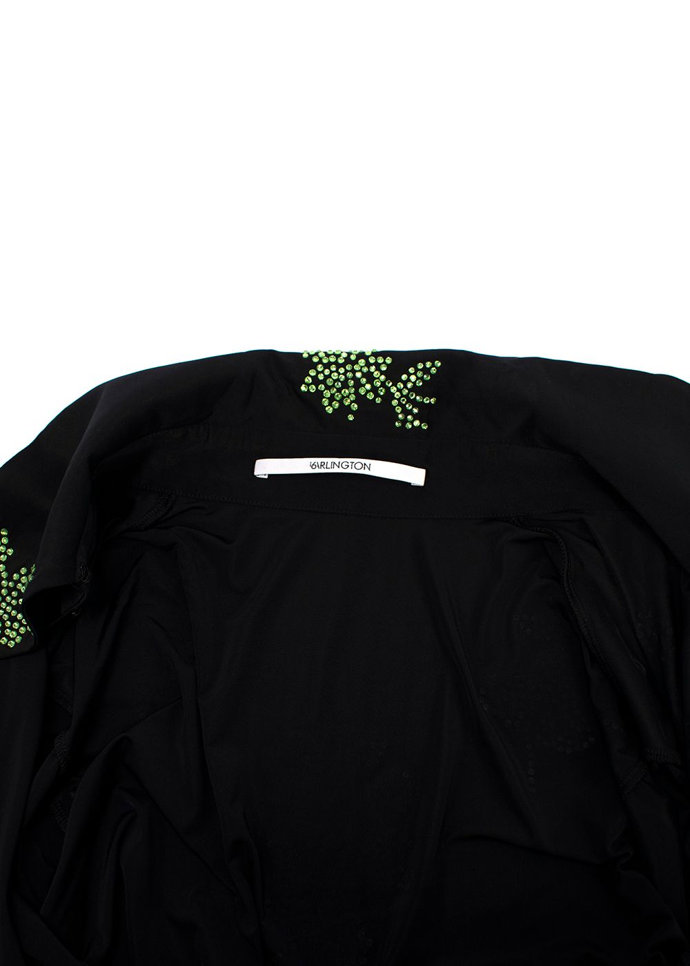 16Arlington Opala Floral Crystal-Embellished Jersey Shirt Size S black green polyester