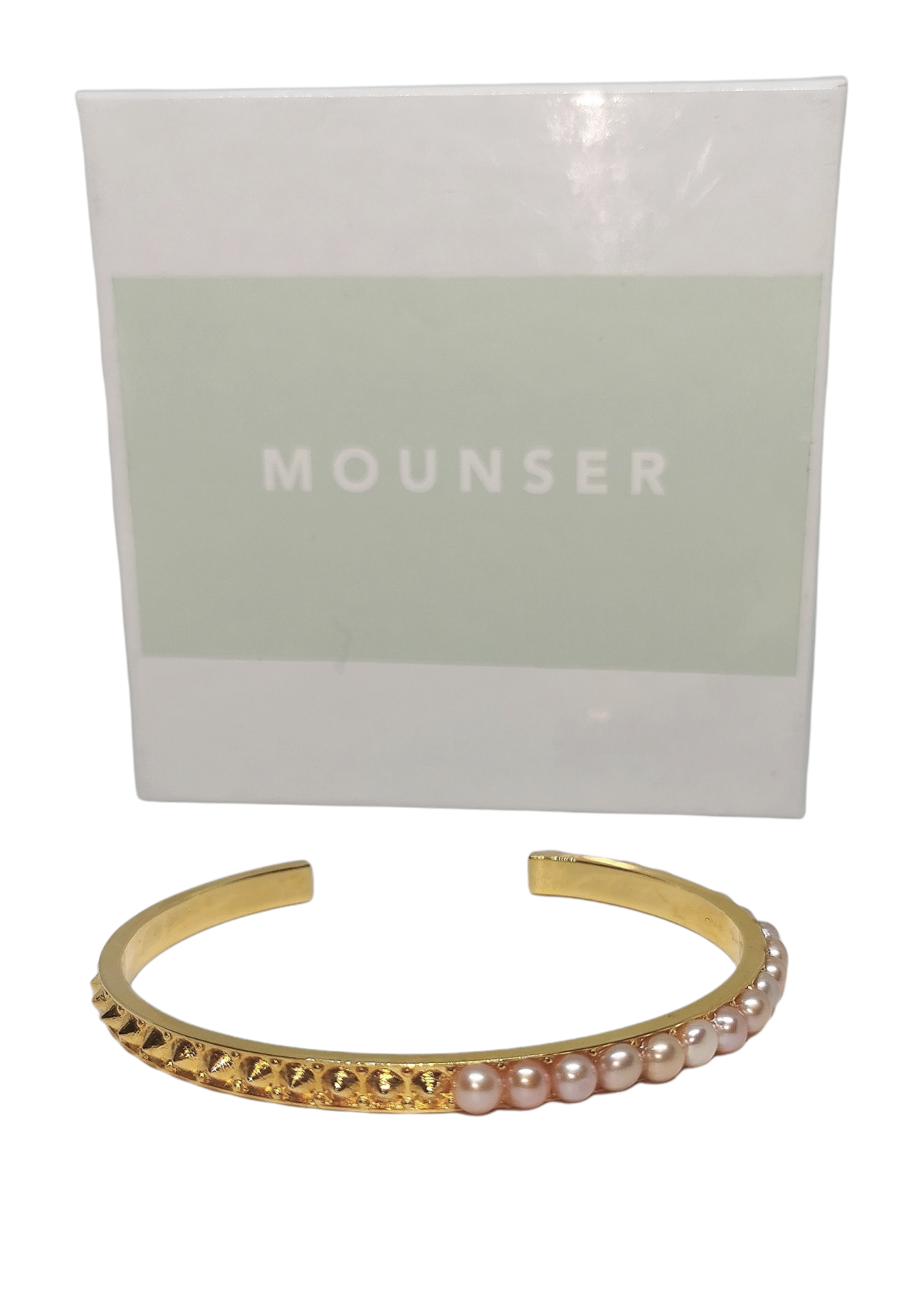 Mounser Gold-Tone Metal  Freshwater Pearl Bangle Gold  Pink