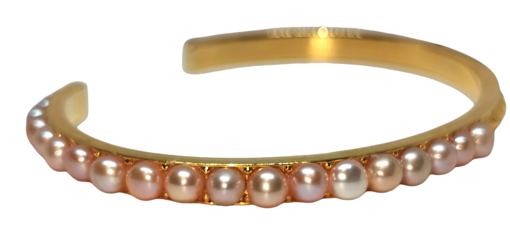 Mounser Gold-Tone Metal  Freshwater Pearl Bangle Gold  Pink