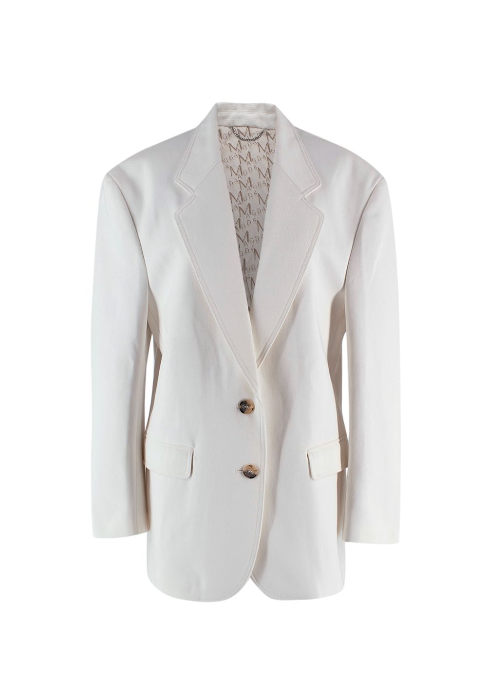 Magda Butrym White Oversized Single Breasted Blazer Size S cotton