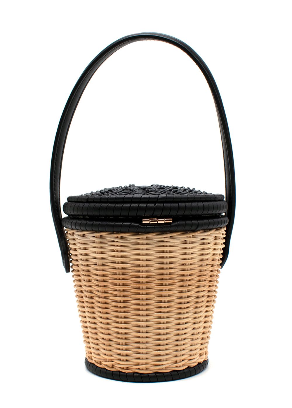 Christian Dior Black and Natural Wicker Oblique Basket Bag Black Beige wicker/leather