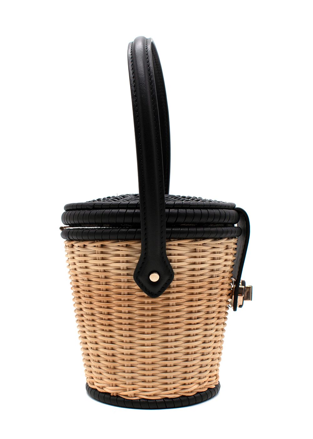 Christian Dior Black and Natural Wicker Oblique Basket Bag Black Beige wicker/leather