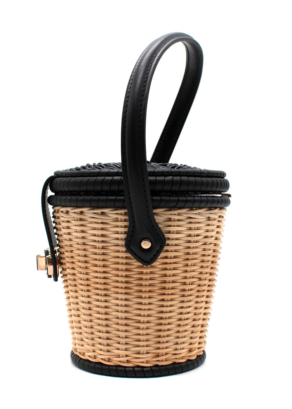 Christian Dior Black and Natural Wicker Oblique Basket Bag Black Beige wicker/leather