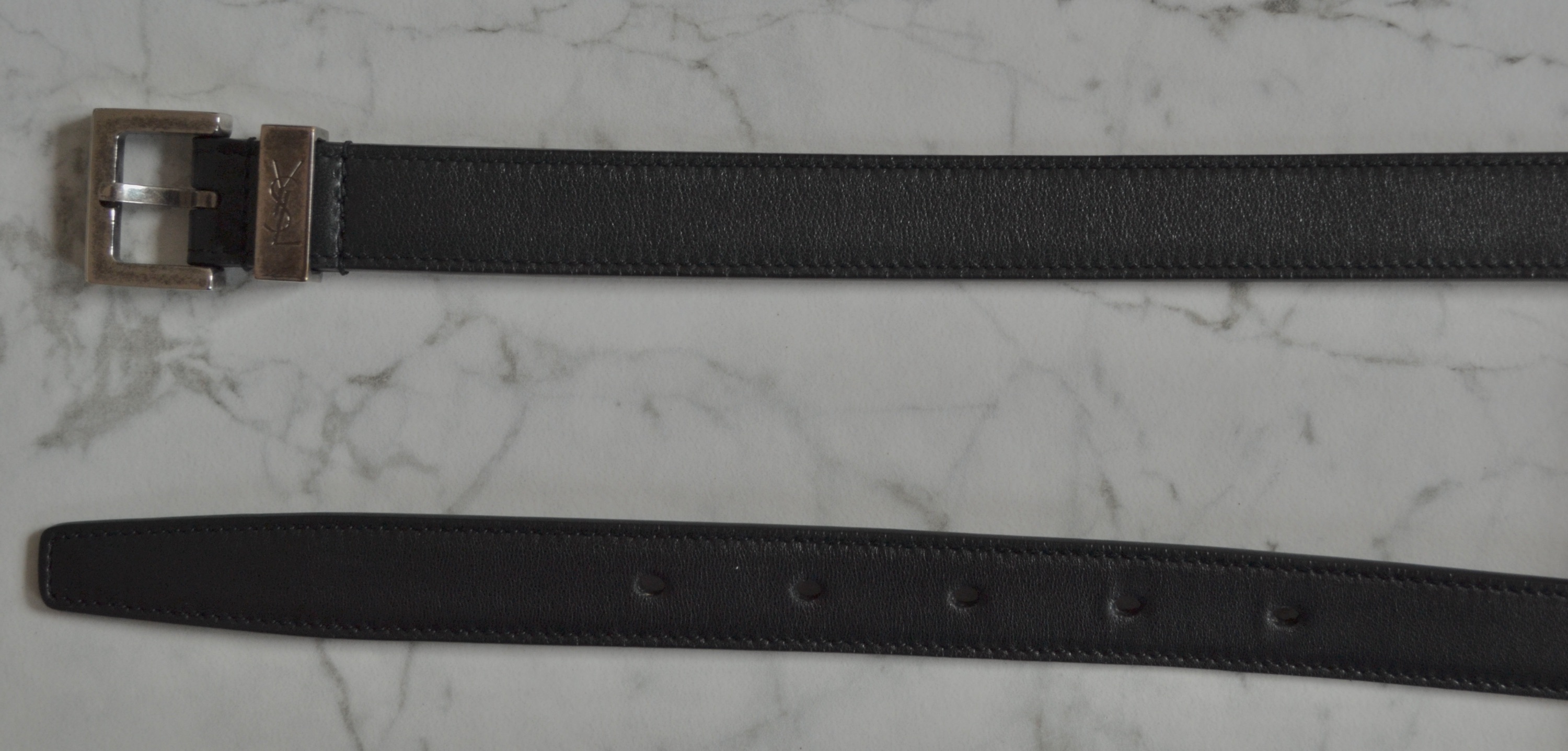 Saint Laurent Black Leather Belt Size M