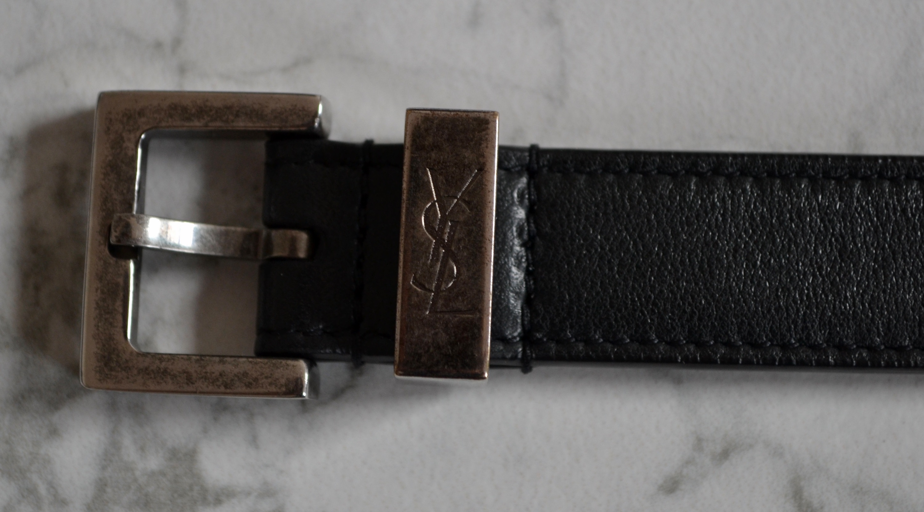 Saint Laurent Black Leather Belt Size M