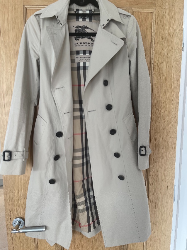 Preowned Burberry Stone Cotton Sandringham Trench Coat Size XS Beige/Nude