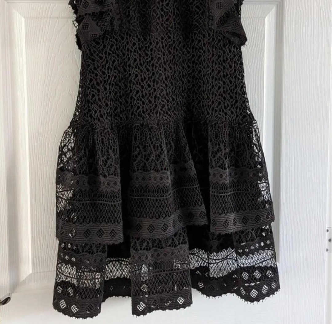 Anine Bing Black Lace Penelope Mini Dress Size XS polyester