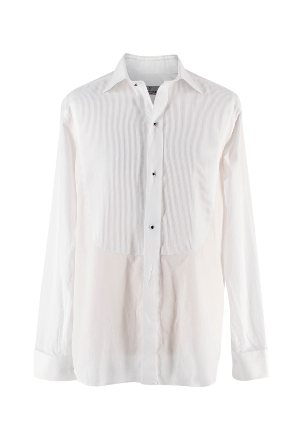 Men's Canali White Pleated Cotton Dress Shirt Size 155