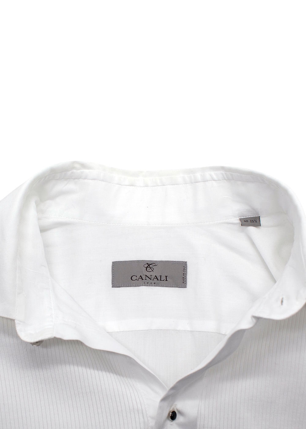 Men's Canali White Pleated Cotton Dress Shirt Size 155