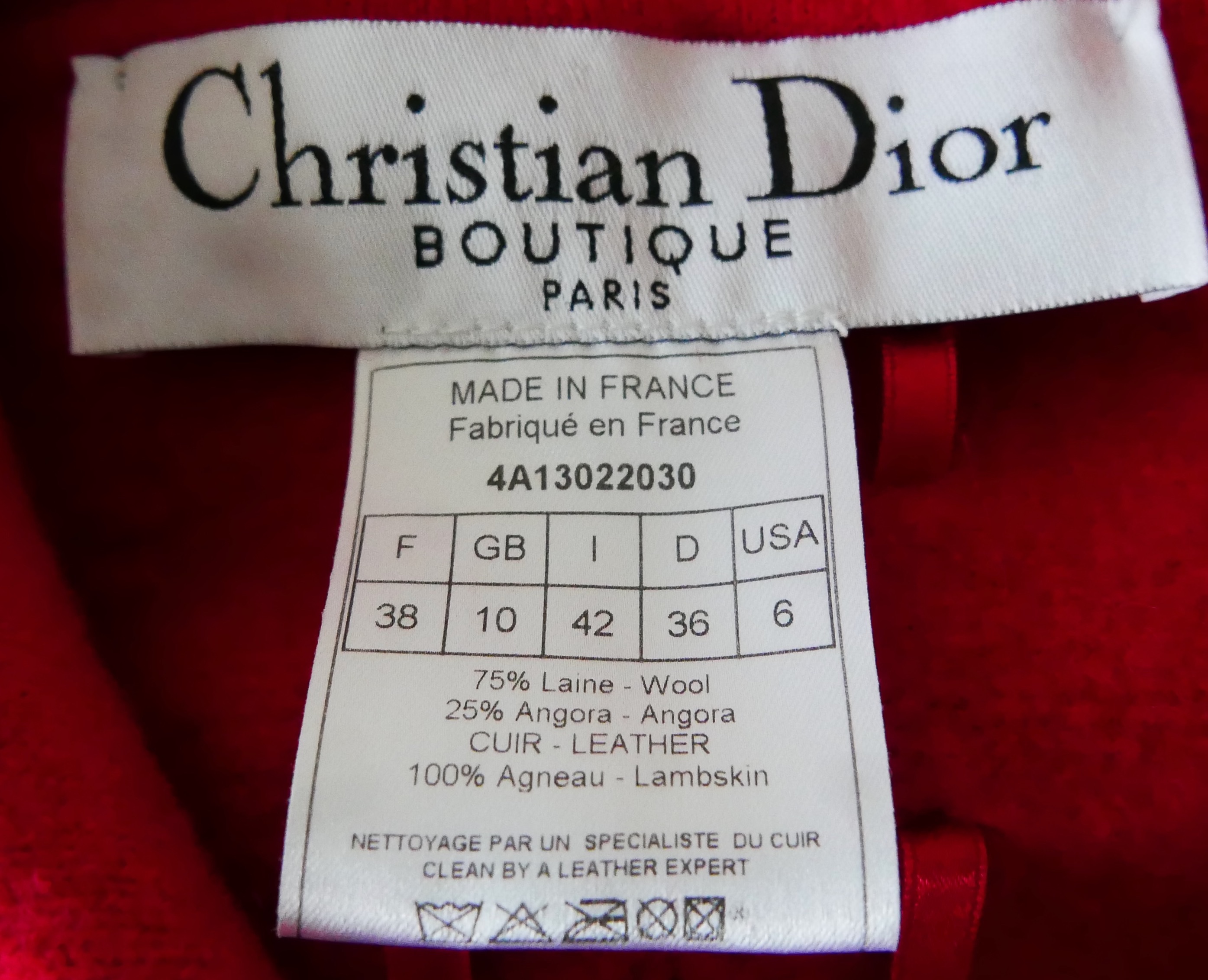 Dior Red Vintage John Galliano Biker Jacket Size M