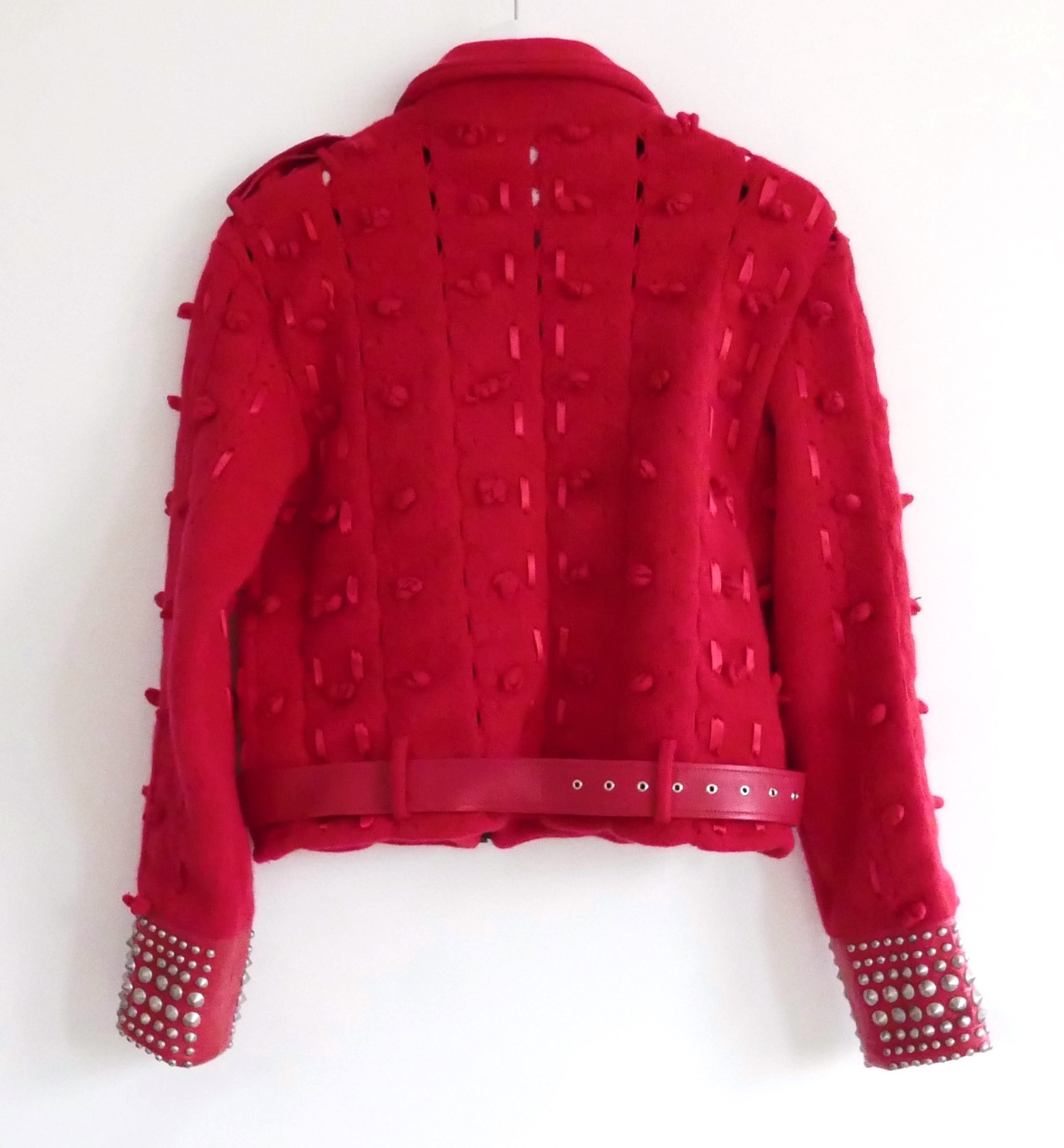 Dior Red Vintage John Galliano Biker Jacket Size M wool