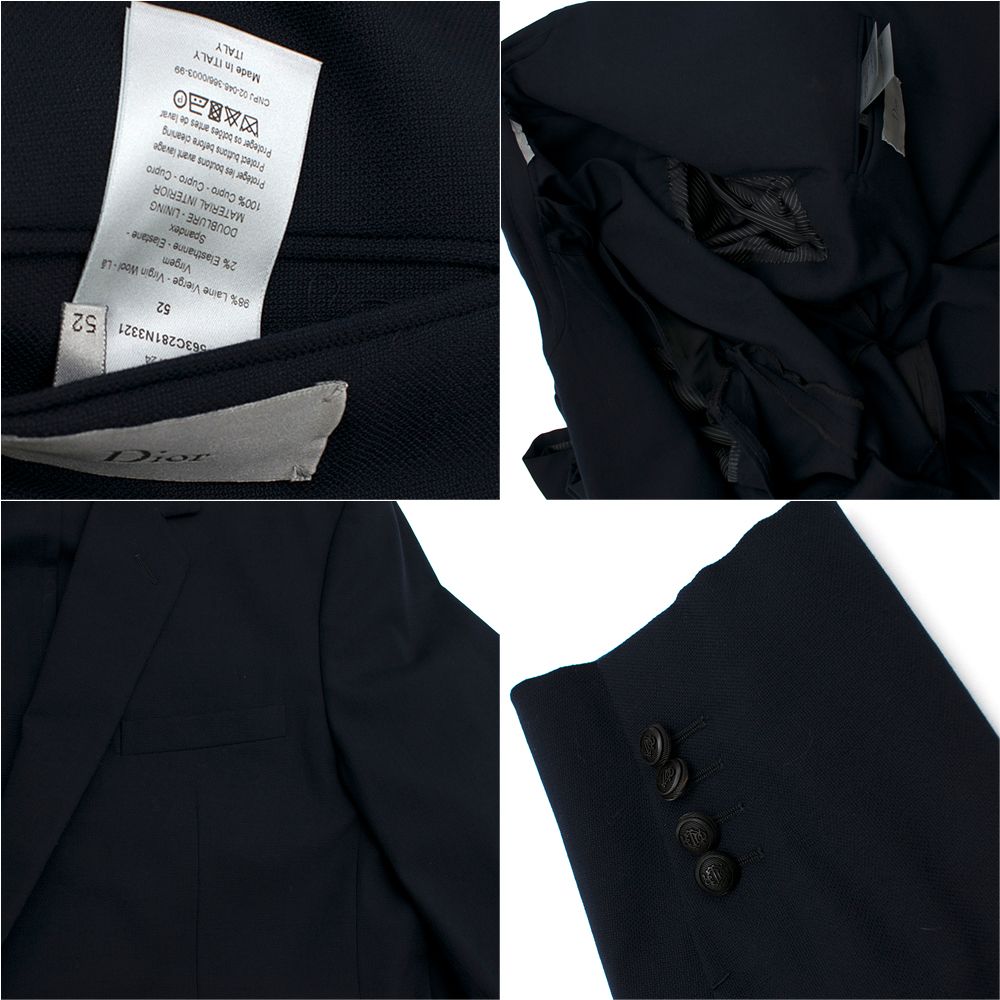 Men's Preowned Dior Navy Wool-Blend Single Breasted Blazer Size XXXL virgin wool/elastane