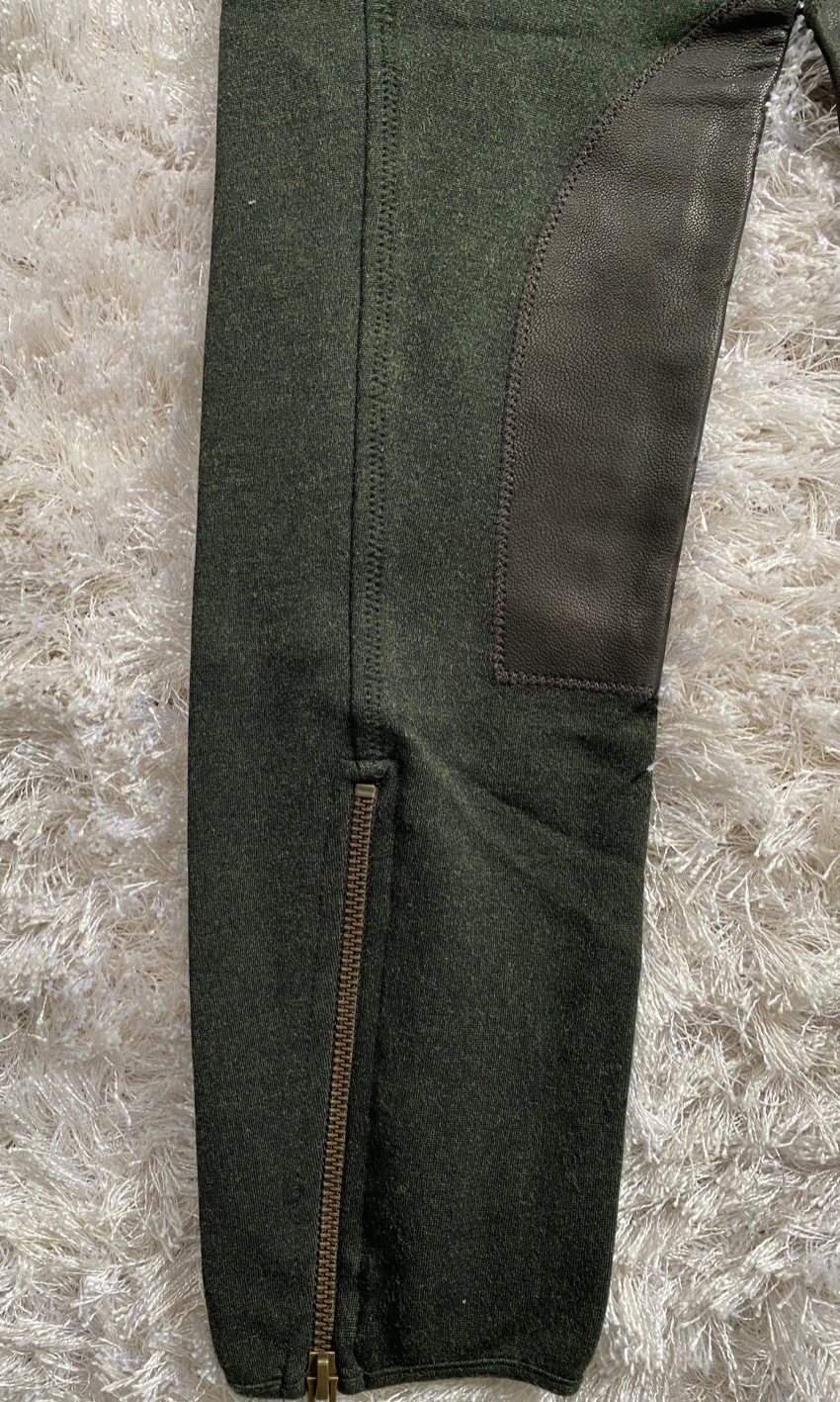 McQ Khaki Leather trimmed Leggings Size XS Green